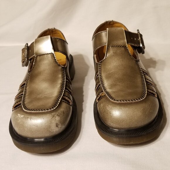 Vtg Doc Dr. Martens Mary Jane UK 5 | US 7 Pewter Silver Made England Goth Punk - Picture 5 of 15